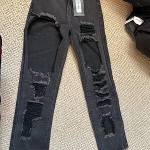Distressed Black Jeans